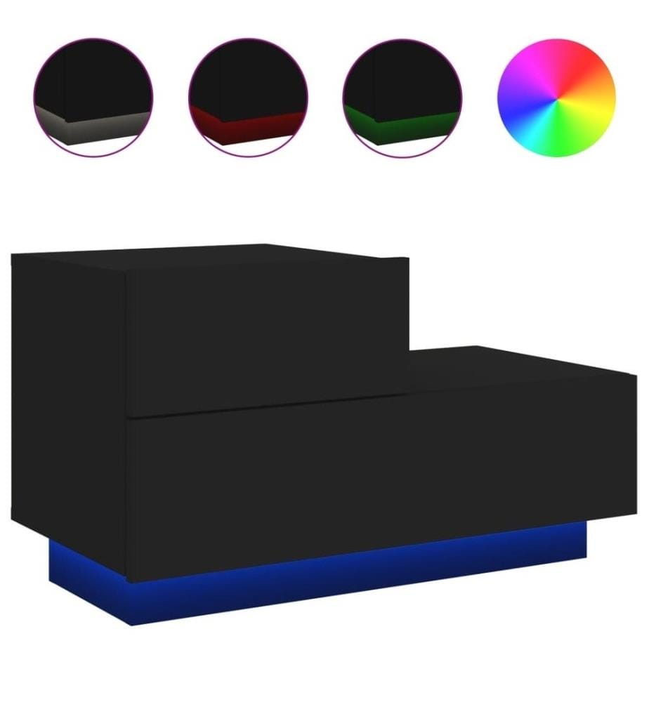 Nachttisch mit LED-Leuchten Schwarz 70x36x40,5 cm