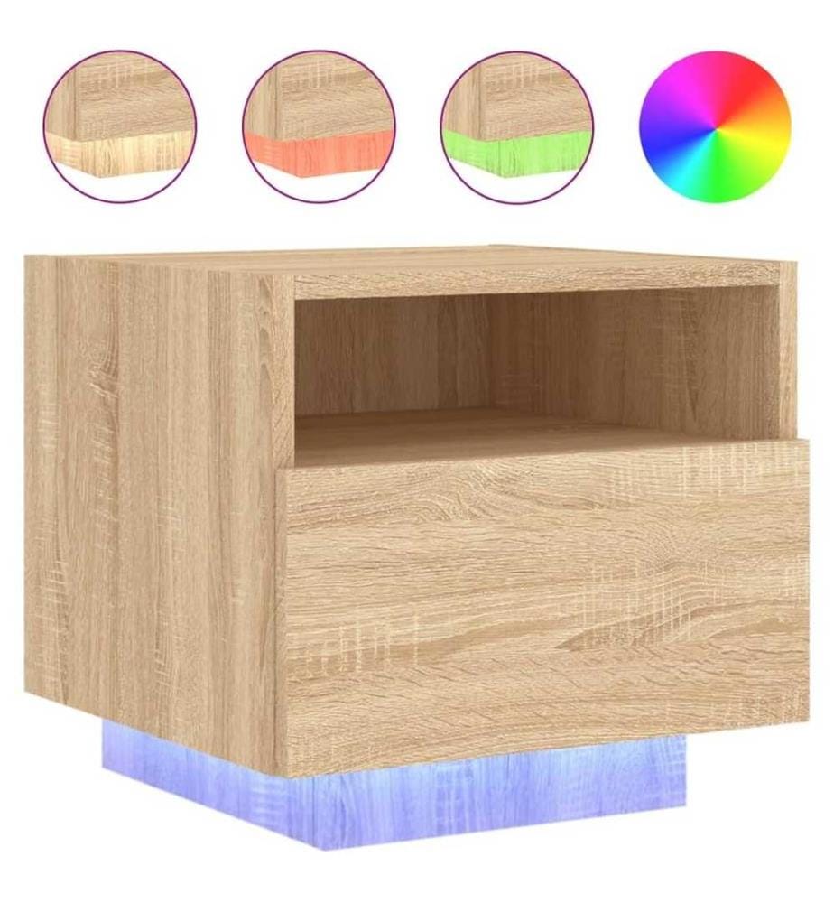Nachttisch mit LED-Leuchten Sonoma Eiche 40x39x37 cm