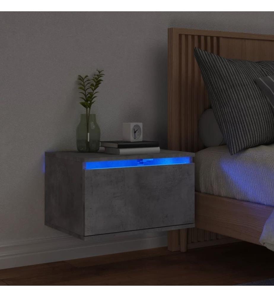 Wand-Nachttisch mit LED-Leuchten Betongrau
