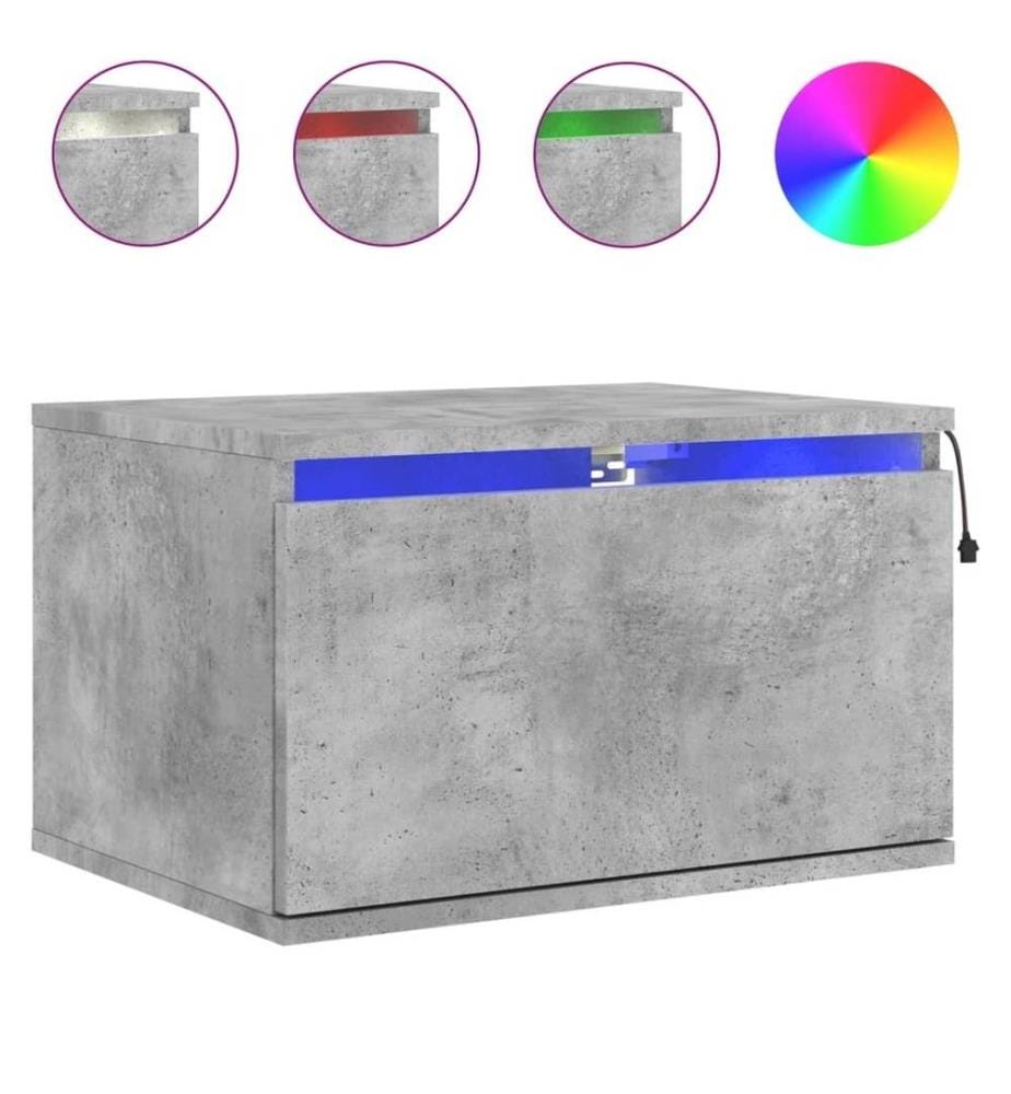 Wand-Nachttisch mit LED-Leuchten Betongrau