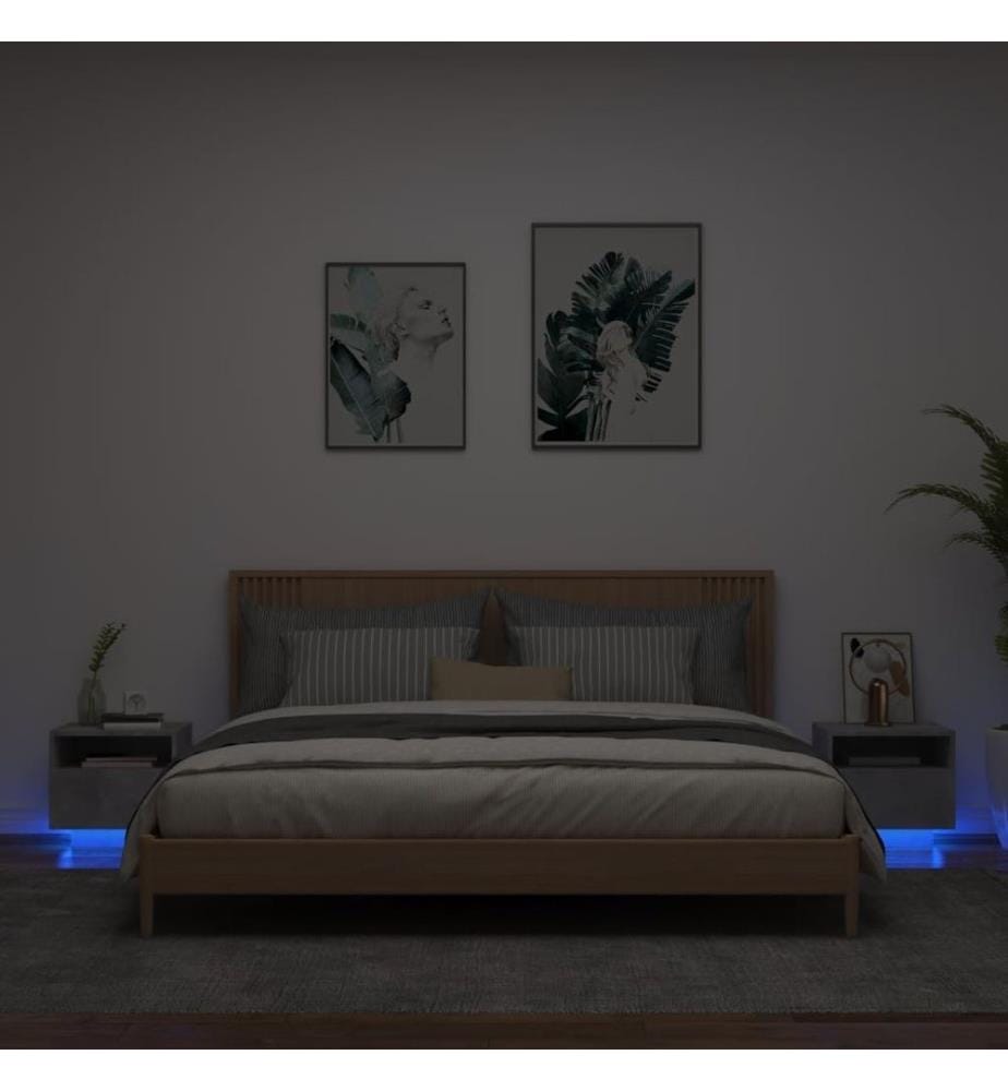 Nachttische mit LED-Leuchten 2 Stk. Betongrau 40x39x37 cm