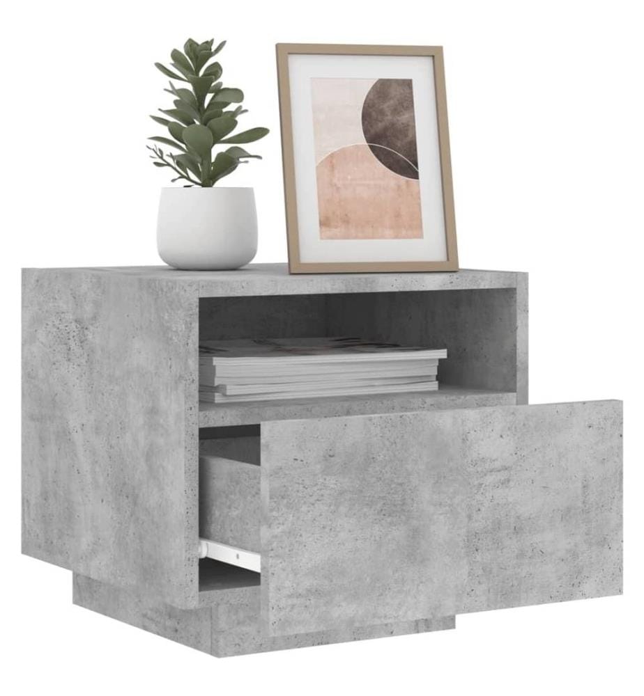 Nachttische mit LED-Leuchten 2 Stk. Betongrau 40x39x37 cm