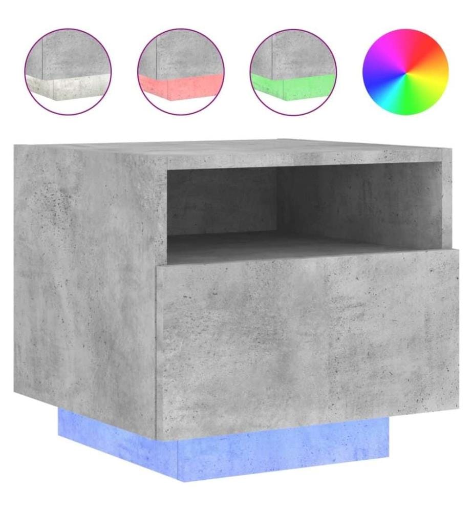 Nachttische mit LED-Leuchten 2 Stk. Betongrau 40x39x37 cm