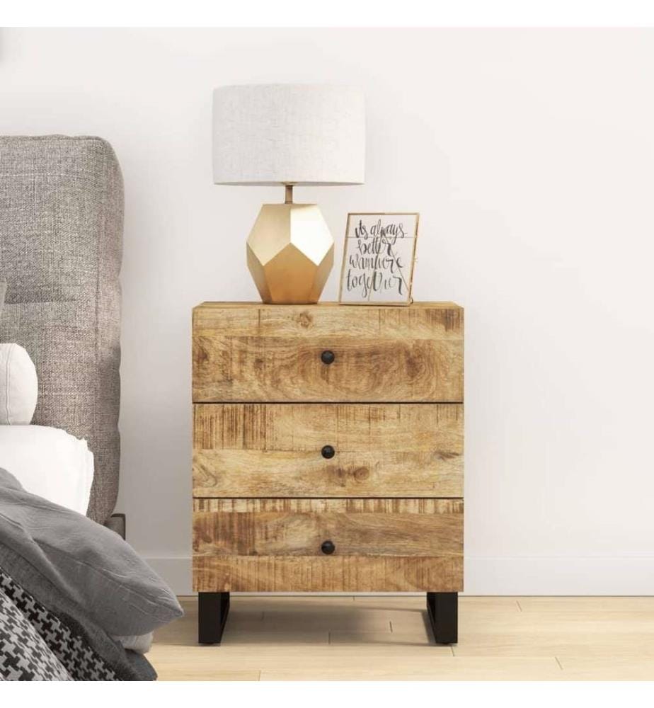Nachttisch 50x33x62 cm Massivholz Mango & Holzwerkstoff