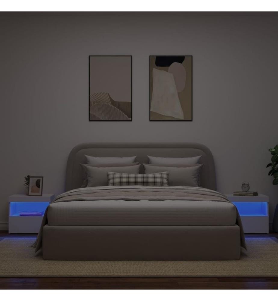 Nachttische mit LED-Leuchten 2 Stk. Weiss 50x40x45 cm