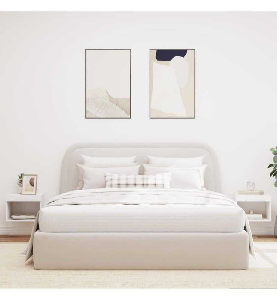 Wand-Nachttische mit LED-Leuchten 2 Stk. Weiss