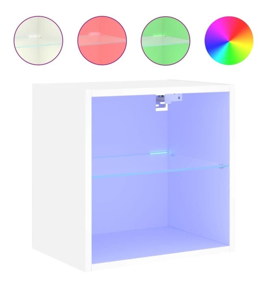 Nachttisch mit LED-Leuchten Wandmontage Weiss