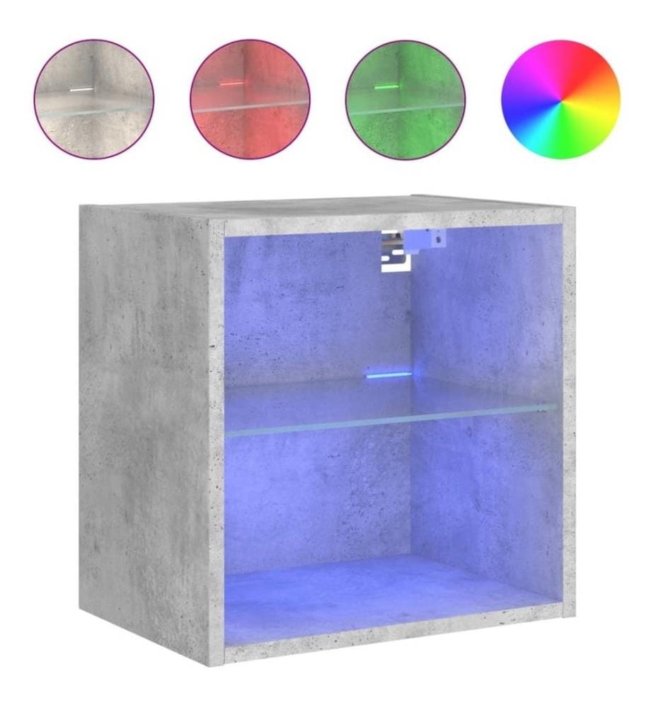 Wand-Nachttisch mit LED-Leuchten Betongrau