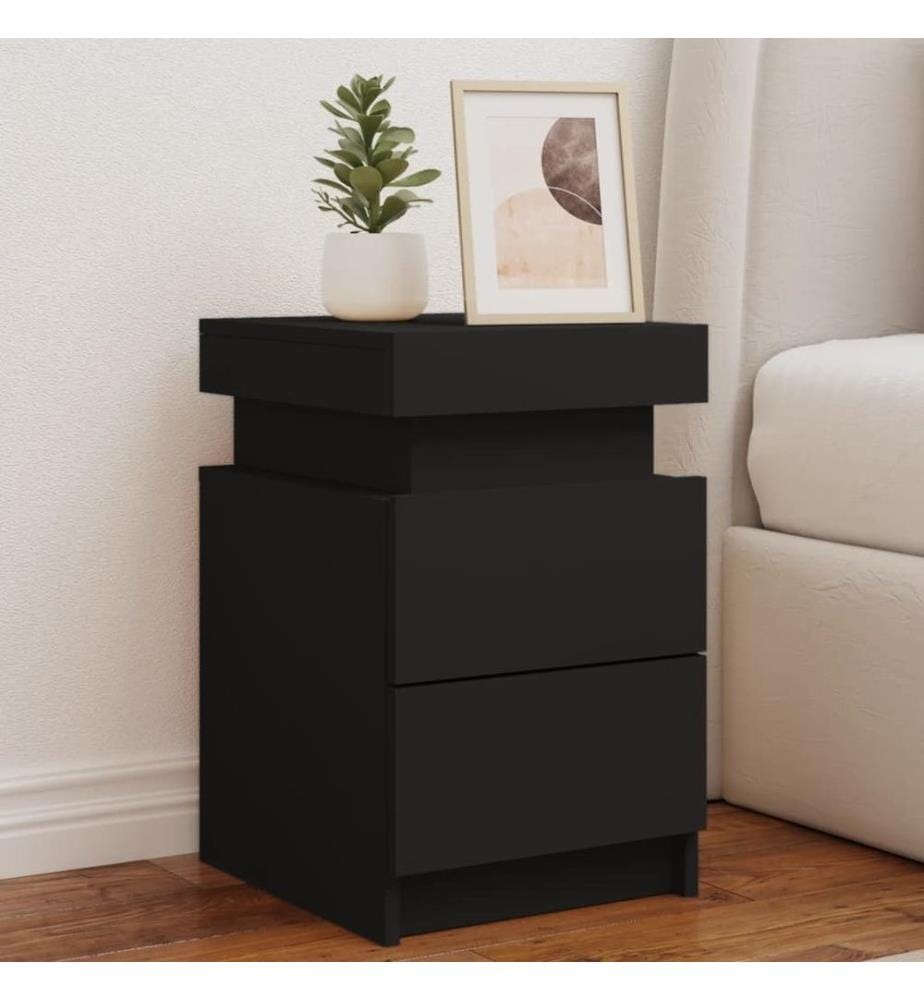 Nachttisch mit LED-Leuchten Schwarz 35x39x55 cm