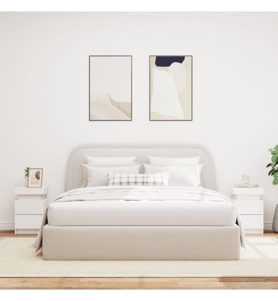 Nachttische mit LED-Leuchten 2 Stk. Weiss 35x39x55 cm