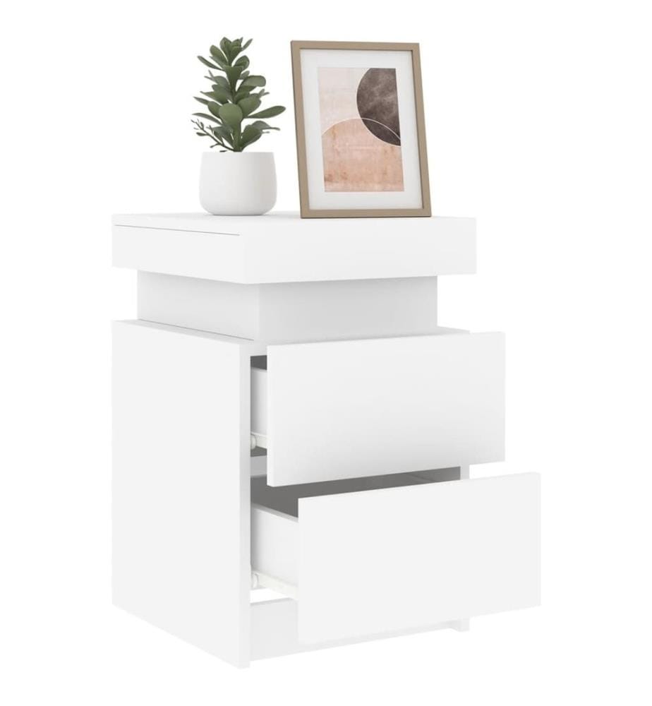 Nachttische mit LED-Leuchten 2 Stk. Weiss 35x39x55 cm