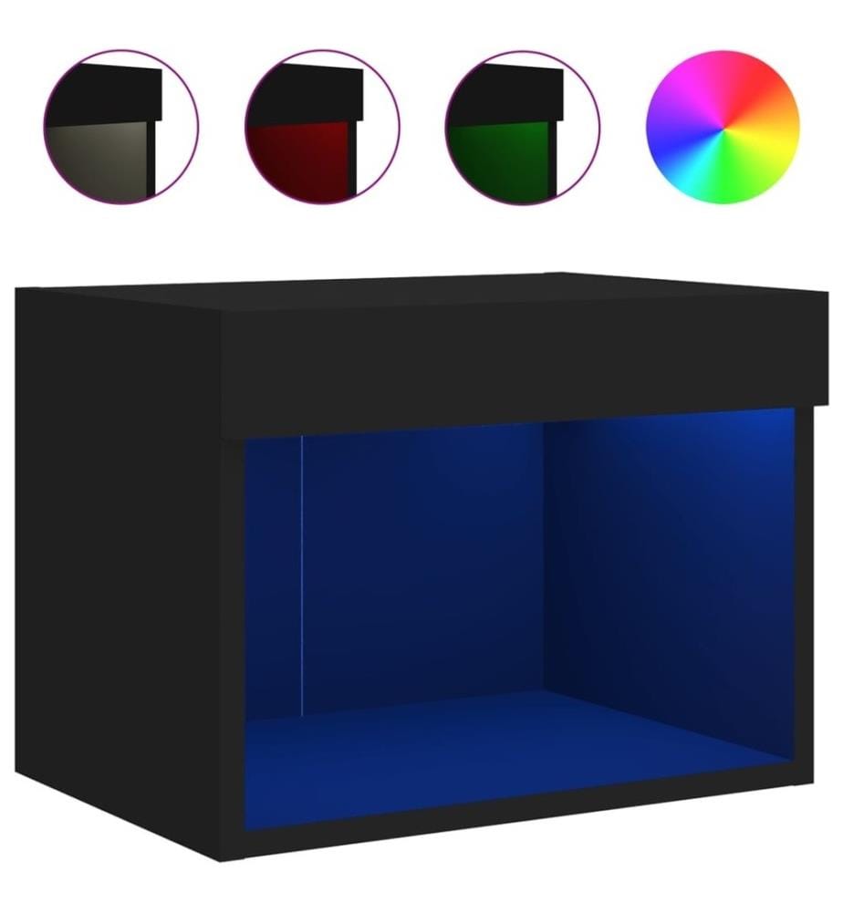 Wand-Nachttisch mit LED-Leuchten Schwarz