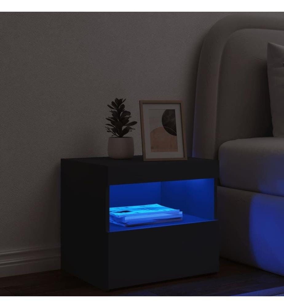 Nachttisch mit LED-Leuchten Schwarz 50x40x45 cm