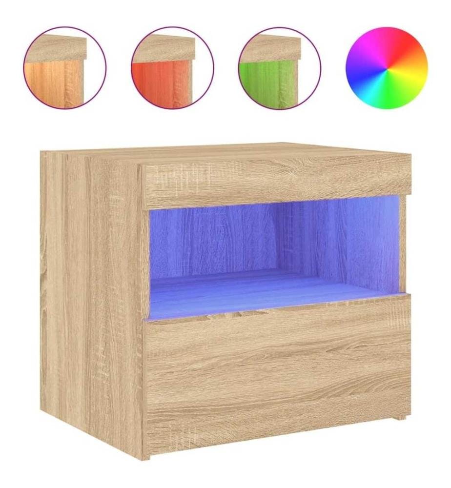 Nachttisch mit LED-Leuchten Sonoma-Eiche 50x40x45 cm