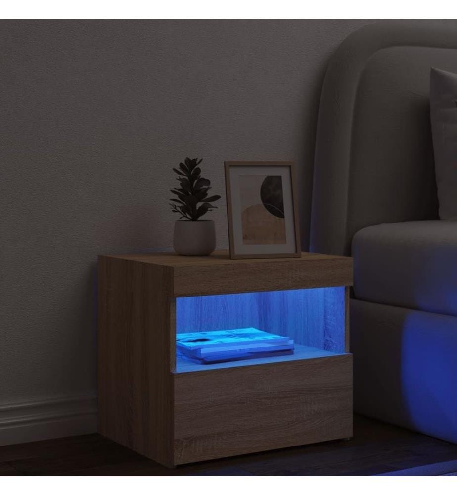 Nachttisch mit LED-Leuchten Sonoma-Eiche 50x40x45 cm