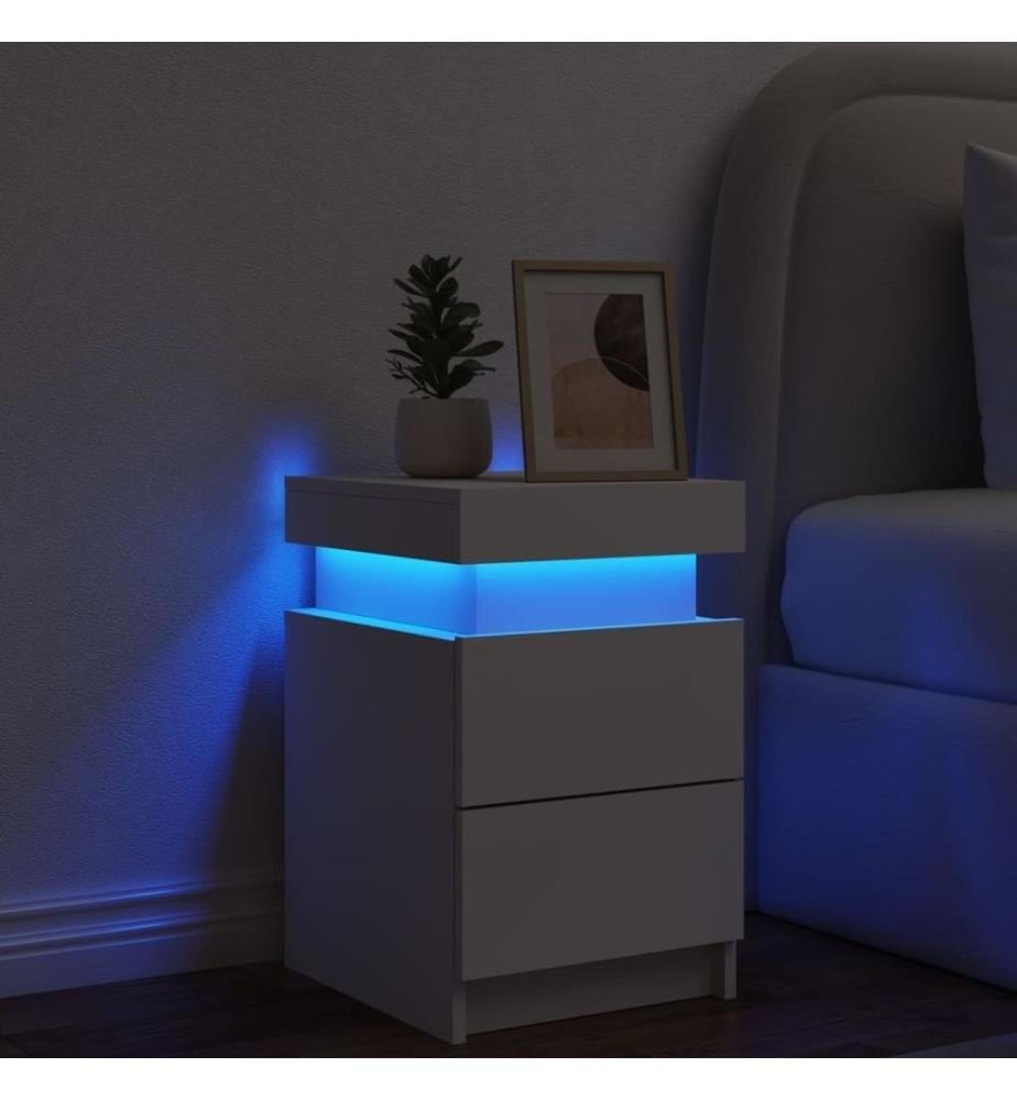 Nachttisch mit LED-Leuchten Weiss 35x39x55 cm