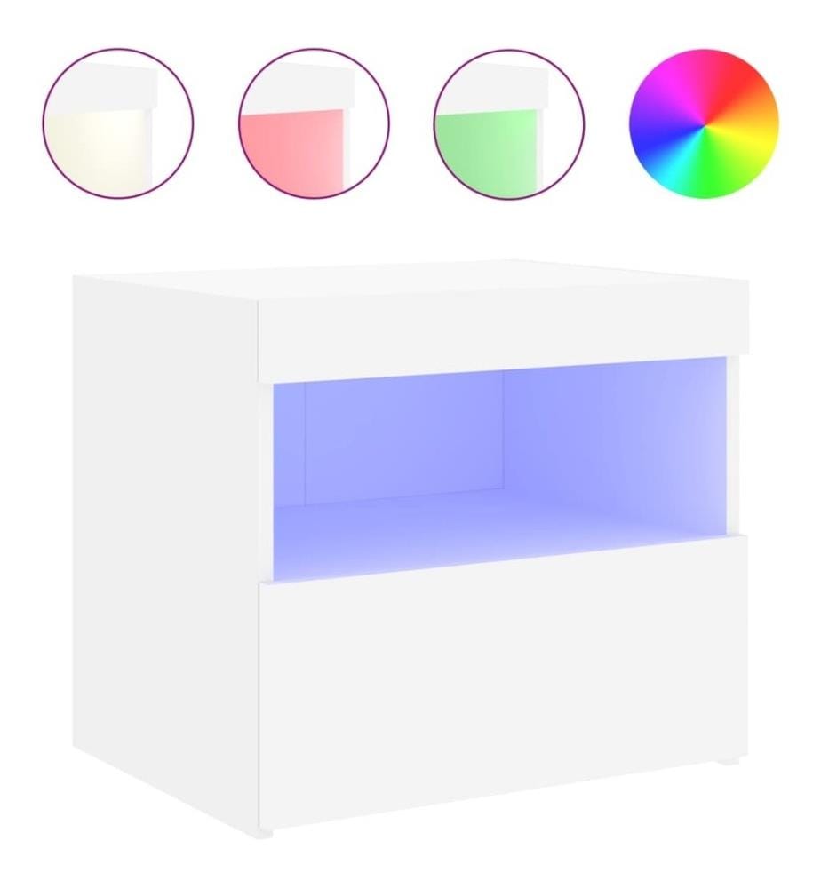 Nachttisch mit LED-Leuchten Weiss 50x40x45 cm