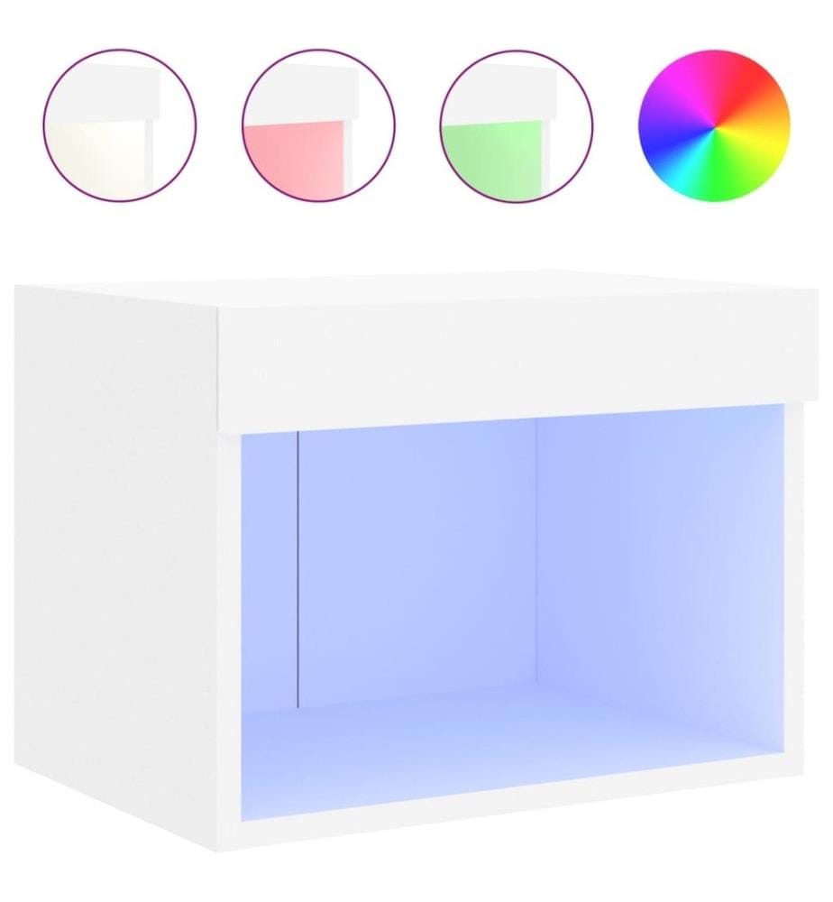 Nachttisch mit LED-Leuchten Wandmontage Weiss