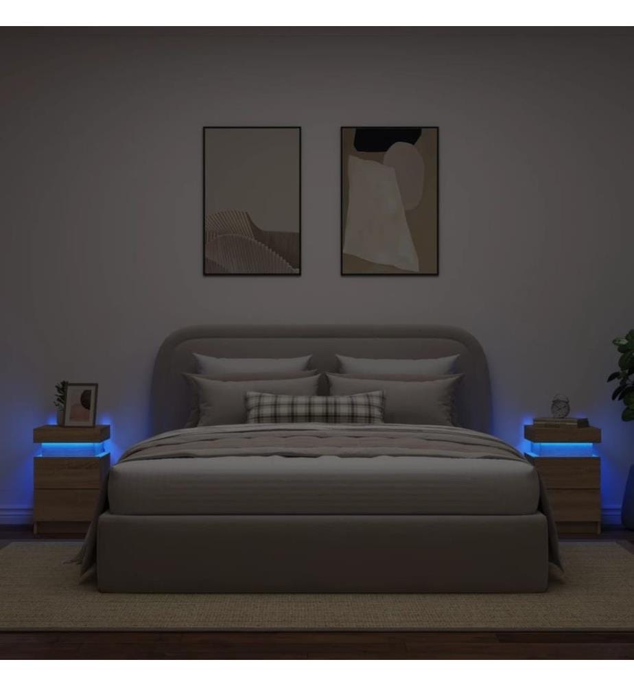 Nachttische mit LED-Leuchten 2 Stk. Sonoma Eiche 35x39x55 cm