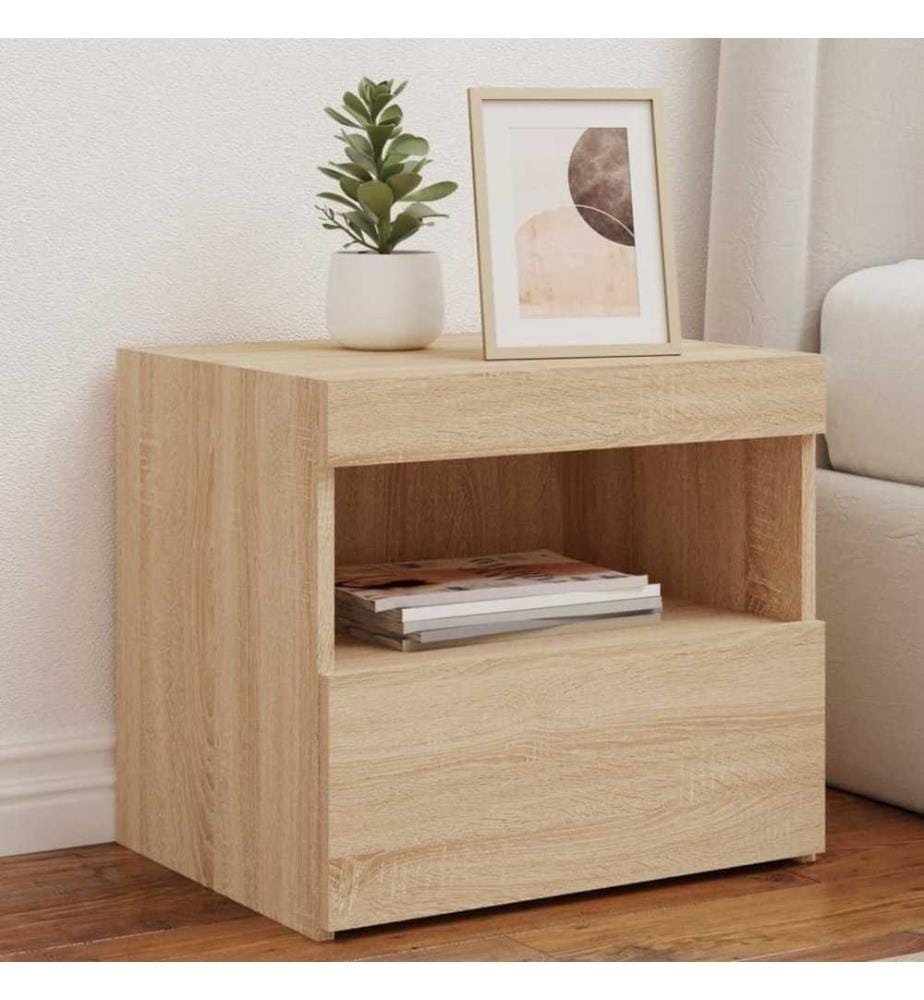 Nachttische mit LED-Leuchten 2 Stk. Sonoma Eiche 50x40x45 cm