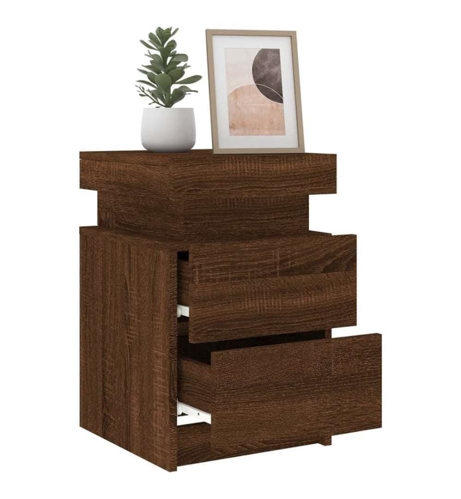 Nachttische mit LED-Leuchten 2Stk. Braun Eiche-Optik 35x39x55cm