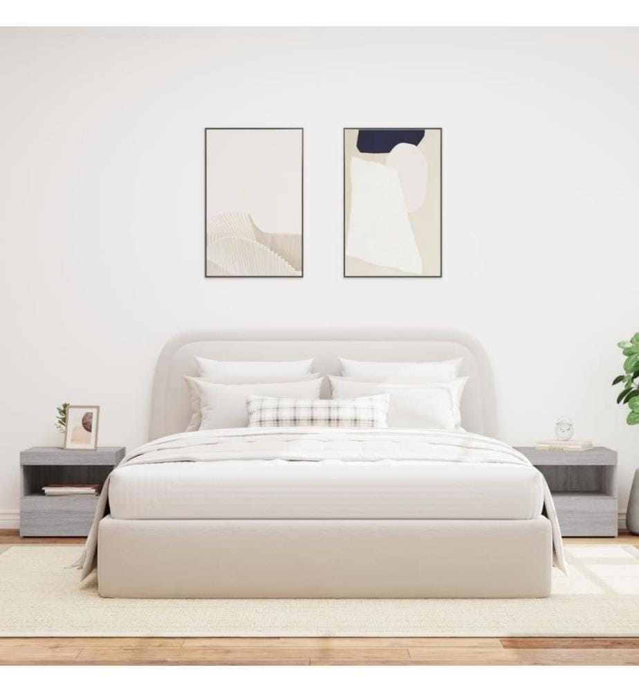 Nachttische mit LED-Leuchten 2 Stk. Grau Sonoma 50x40x45 cm