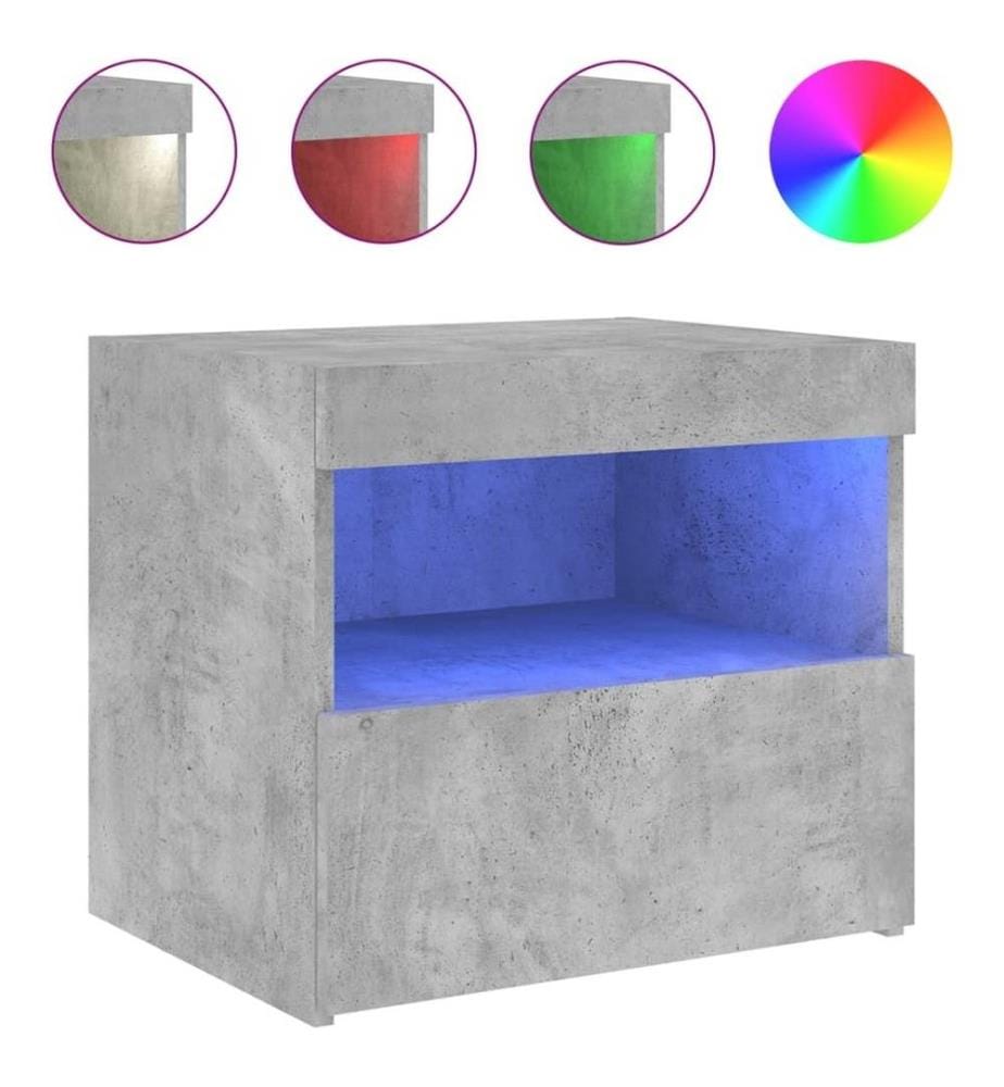 Nachttisch mit LED-Leuchten Betongrau 50x40x45 cm