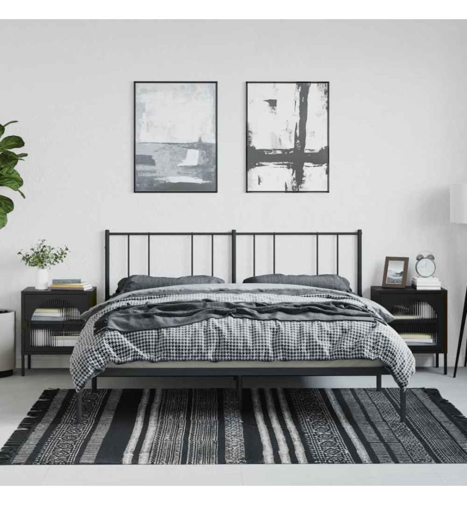 Nachttische 2 Stk. Schwarz 50x35x60 cm Glas und Stahl