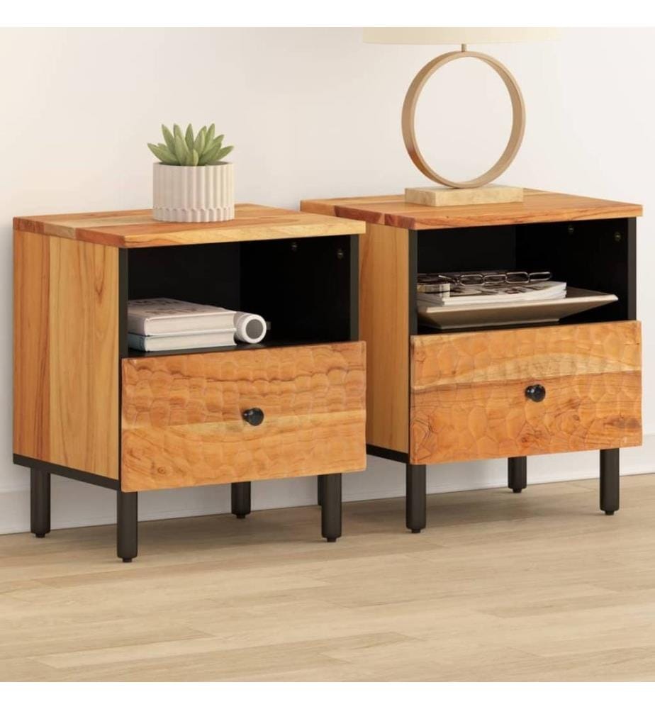 Nachttische 2 Stk. 40x33x46 cm Massivholz Akazie