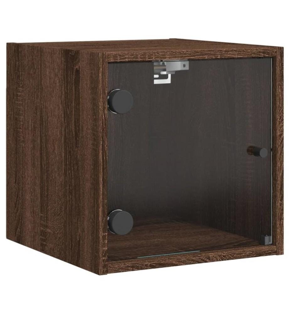 Nachttisch mit Glastür Braun Eichen-Optik 35x37x35 cm