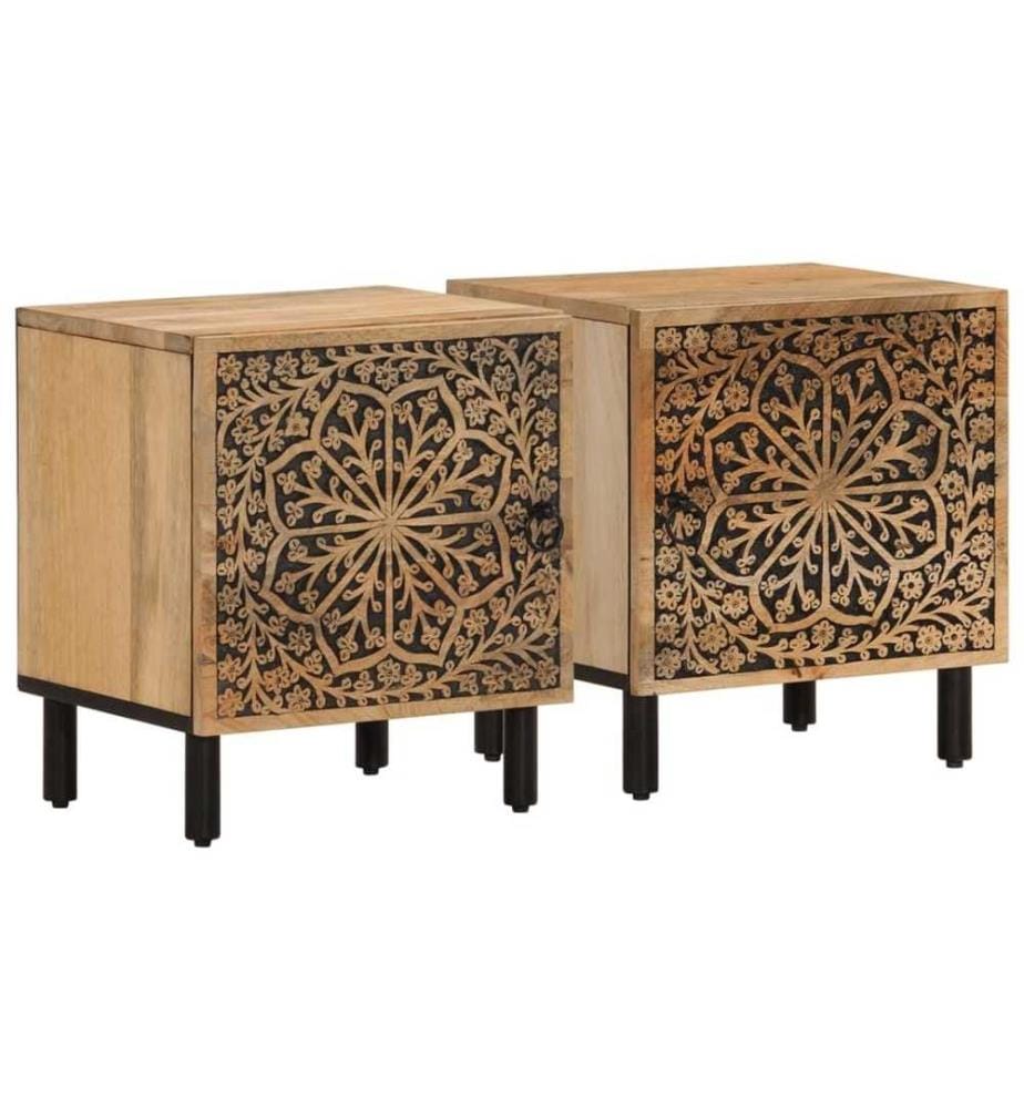 Nachttische 2 Stk. 40x33x46 cm Massivholz Mango