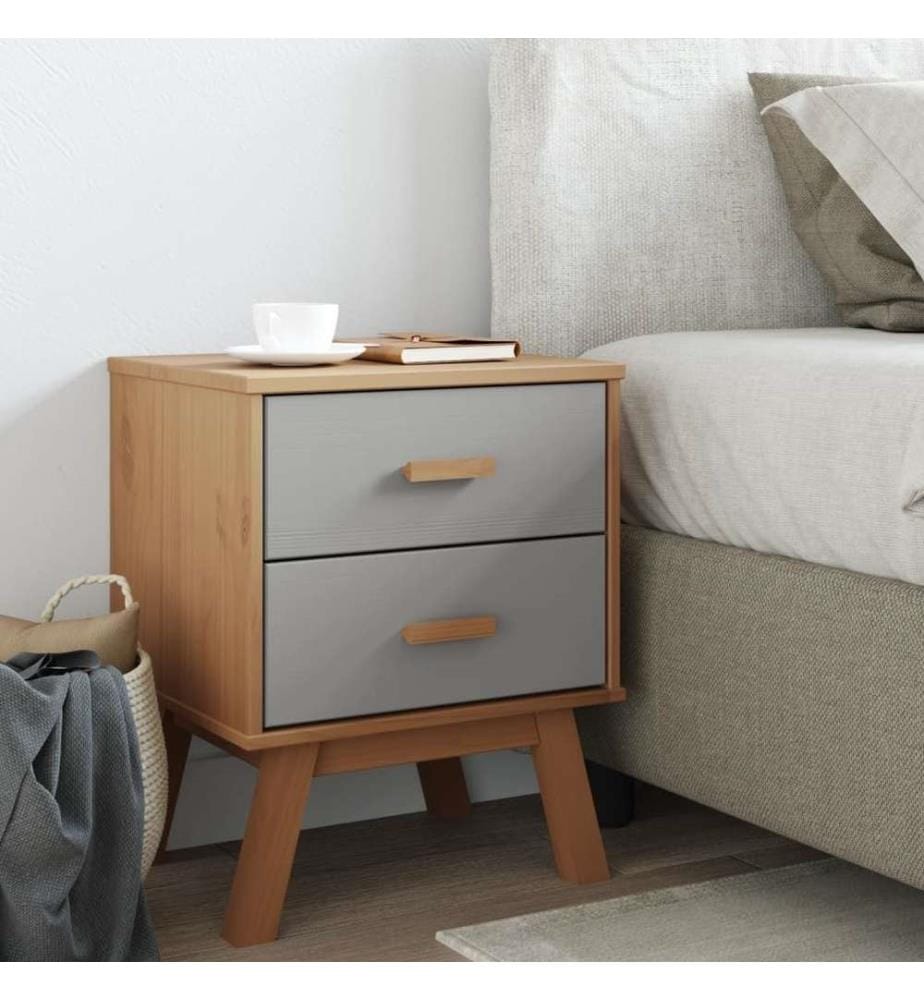 Nachttisch OLDEN Grau und Braun Massivholz Kiefer