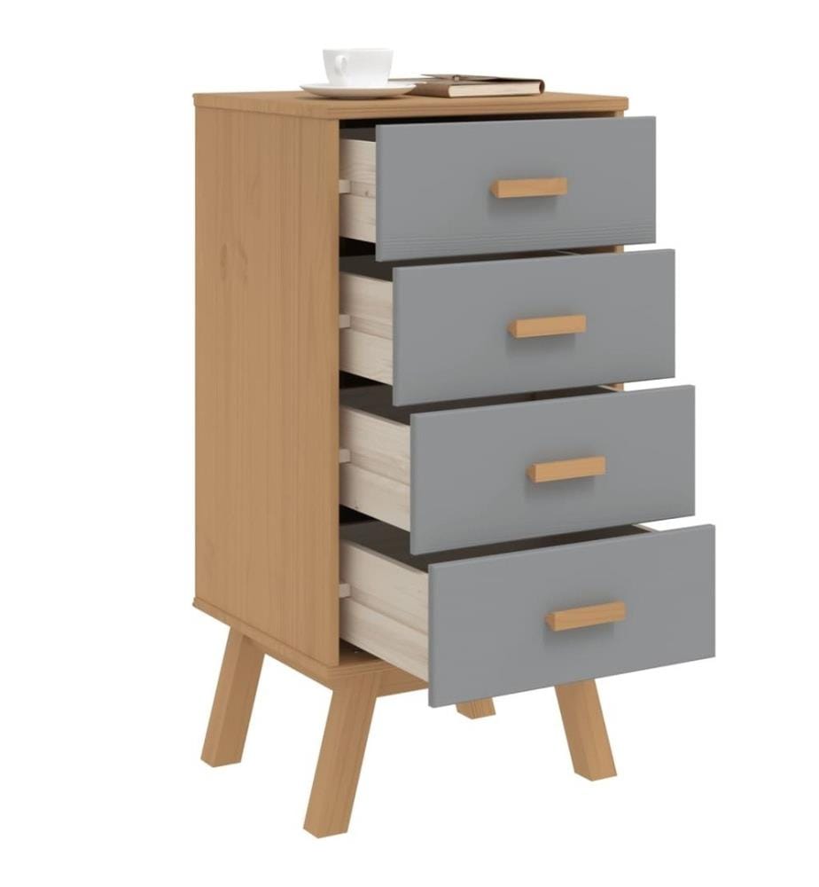 Nachttisch OLDEN Grau und Braun Massivholz Kiefer