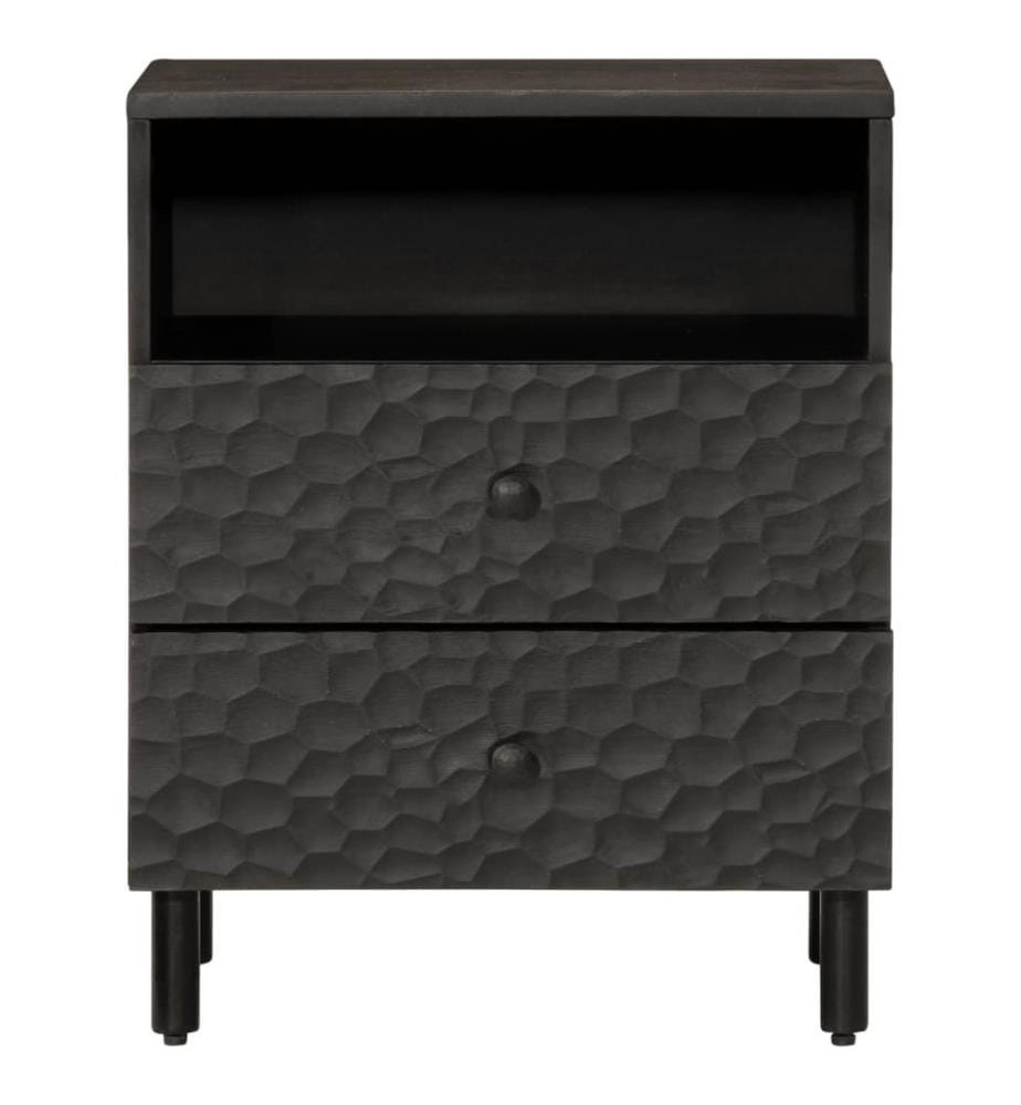 Nachttisch Schwarz 50x33x60 cm Massivholz Mango