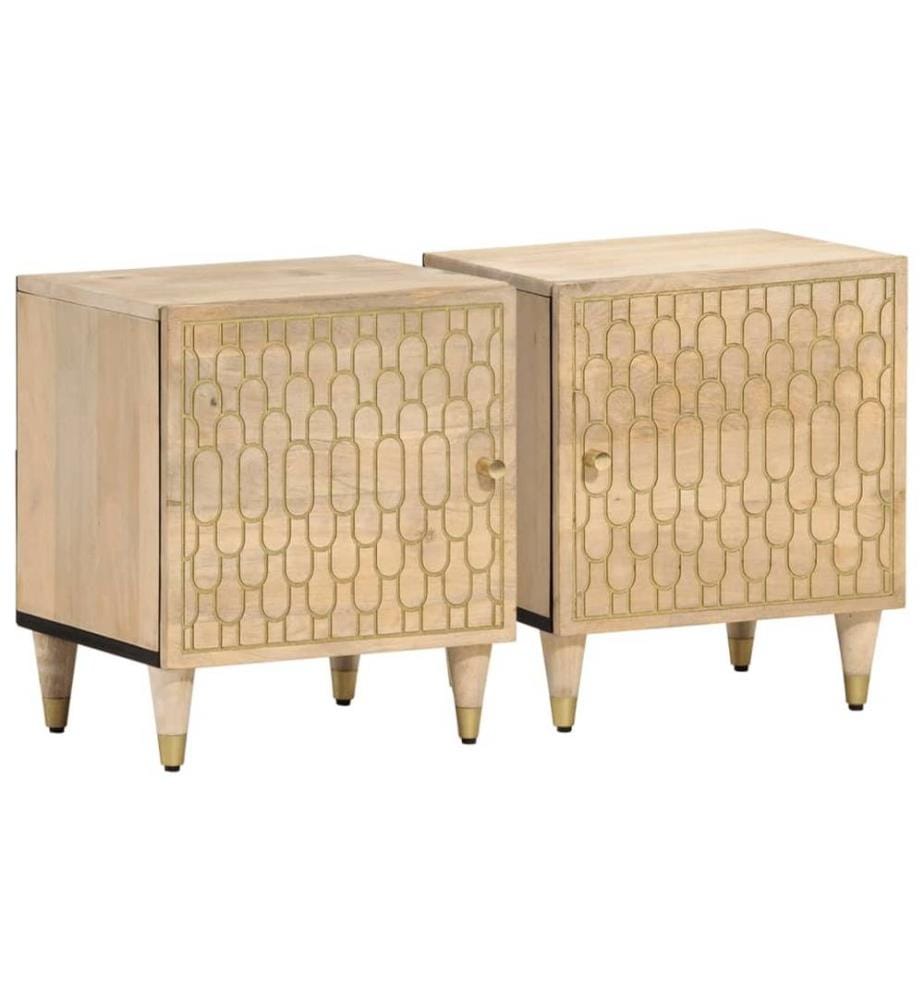 Nachttische 2 Stk. 40x33x46 cm Massivholz Mango