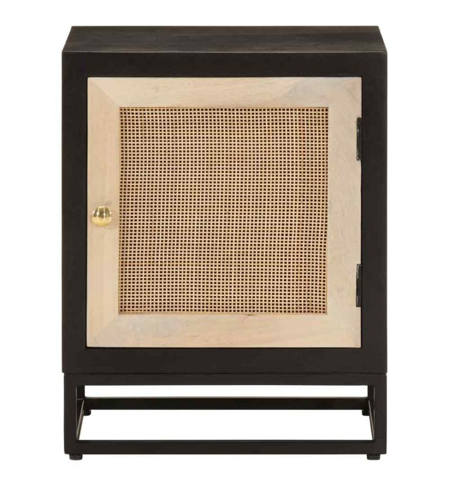 Nachttisch Schwarz 40x30x50 cm Massivholz Mango und Eisen