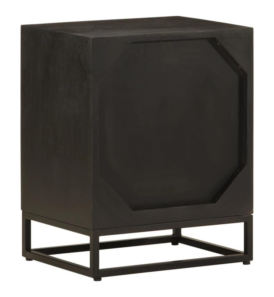 Nachttisch Schwarz 40x30x50 cm Massivholz Mango und Eisen