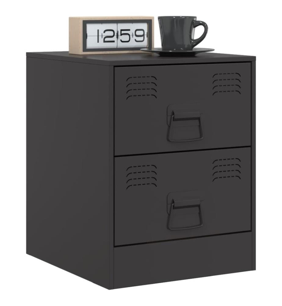 Nachttische 2 Stk. Schwarz 34,5x39x44 cm Stahl