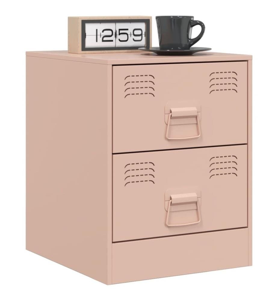 Nachttische 2 Stk. Rosa 34,5x39x44 cm Stahl