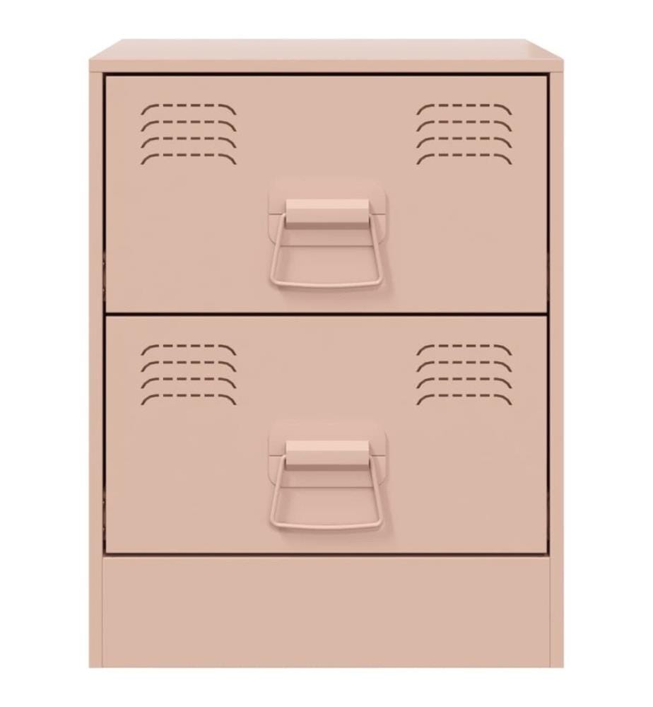 Nachttische 2 Stk. Rosa 34,5x39x44 cm Stahl