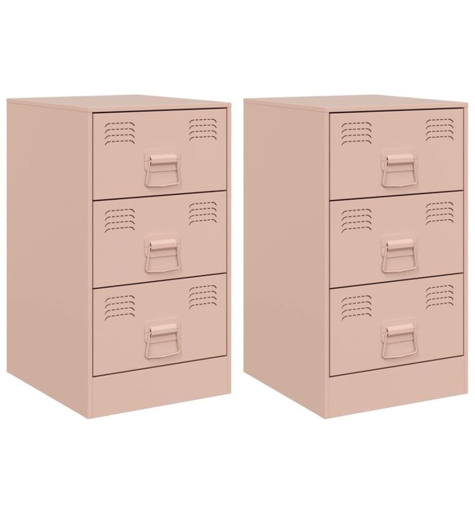 Nachttische 2 Stk. Rosa 34,5x39x62 cm Stahl
