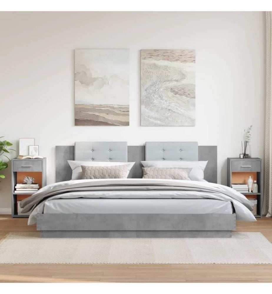 Nachttische 2 Stk. Betongrau 35x34x65 cm Holzwerkstoff