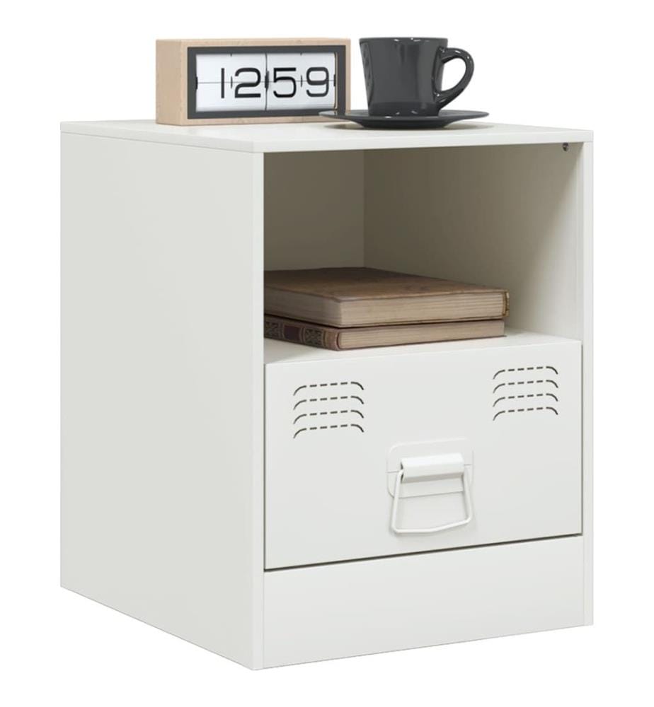 Nachttische 2 Stk. Weiss 34,5x39x44 cm Stahl