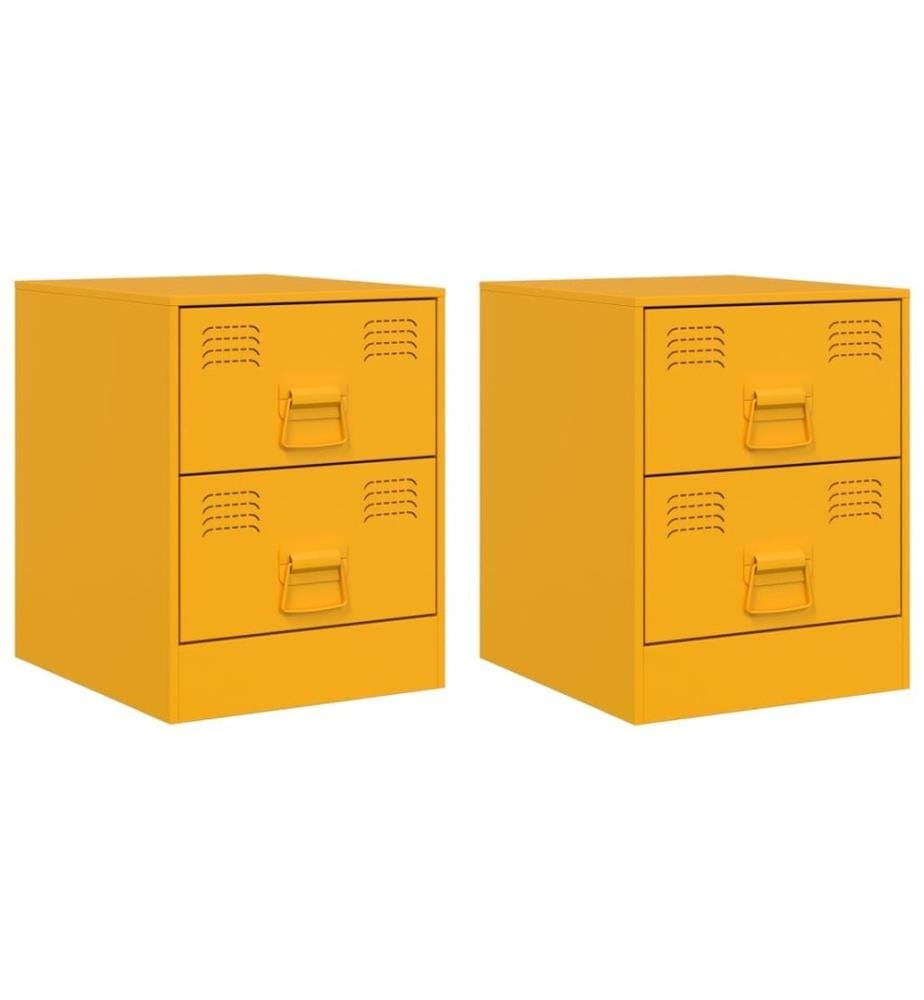 Nachttische 2 Stk. Gelb 34,5x39x44 cm Stahl