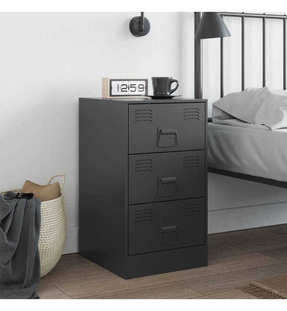 Nachttisch Schwarz 34,5x39x62 cm Stahl