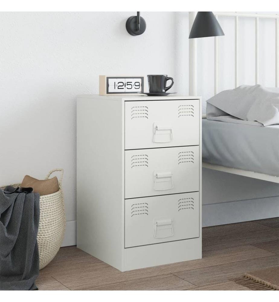 Nachttisch Weiss 34,5x39x62 cm Stahl