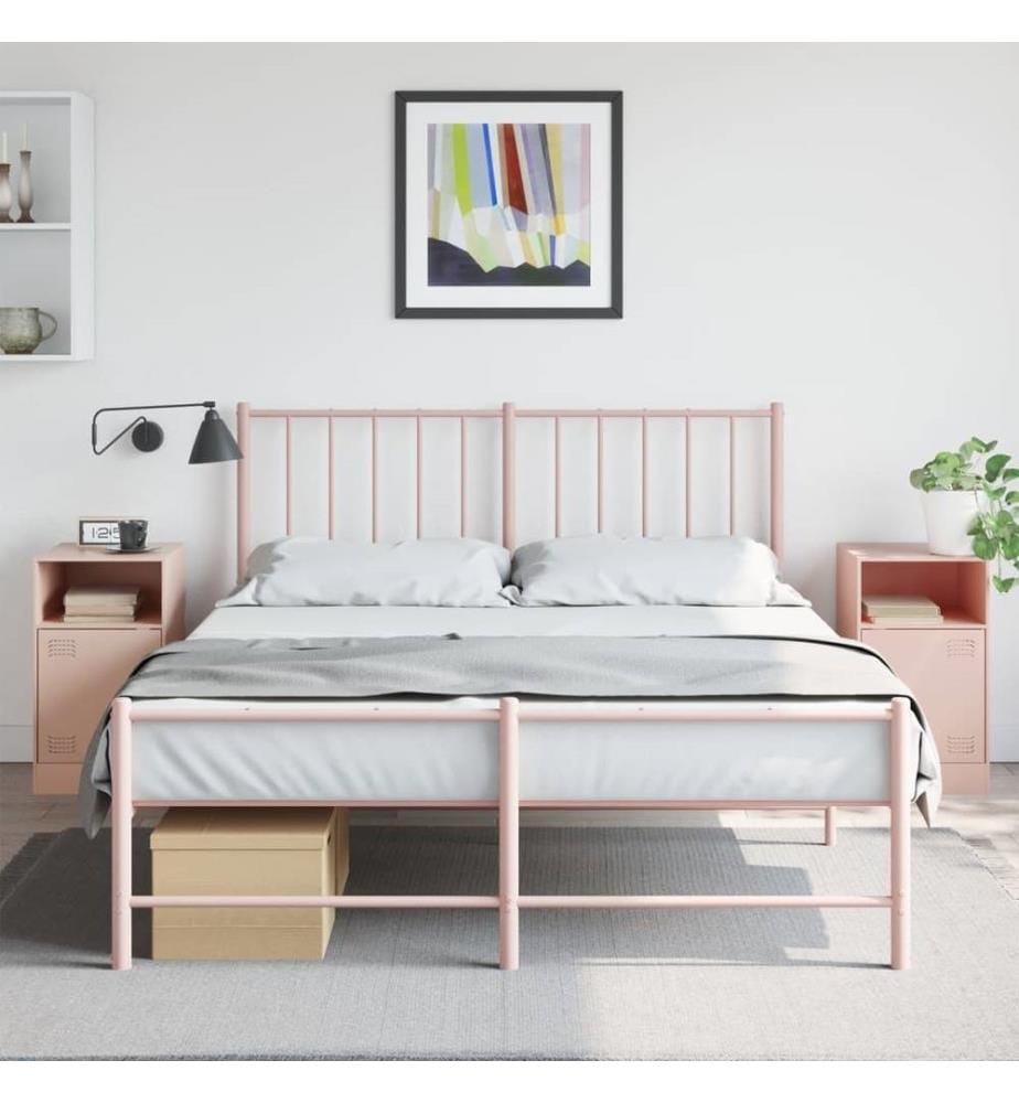 Nachttische 2 Stk. Rosa 34,5x39x62 cm Stahl