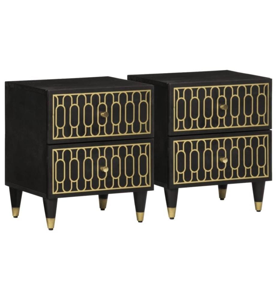 Nachttische 2 Stk. 40x33x46 cm Massivholz Mango