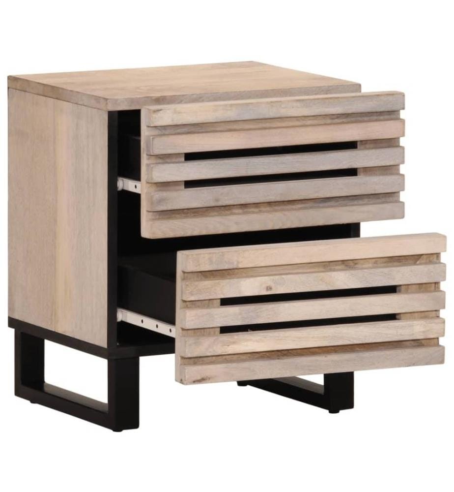Nachttische 2 Stk. 40x34x46 cm Gebleichtes Massivholz Mango