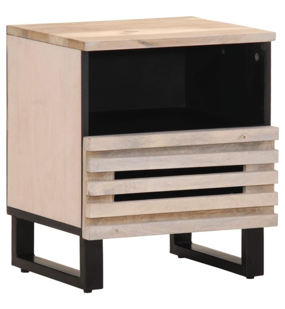 Nachttisch 40x34x46 cm Gebleichtes Massivholz Mango